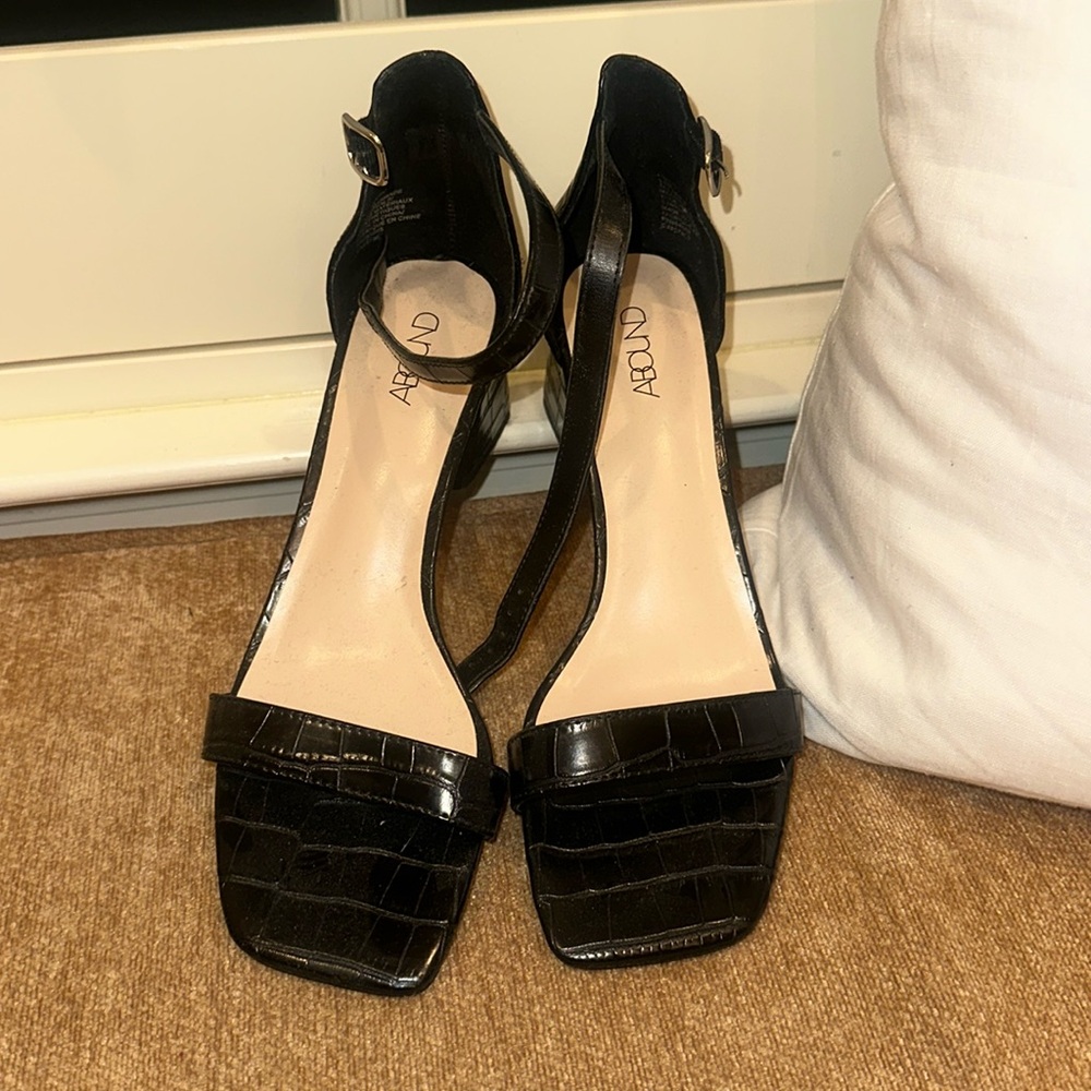 Abound black alligator print block heel sandal ankle strap